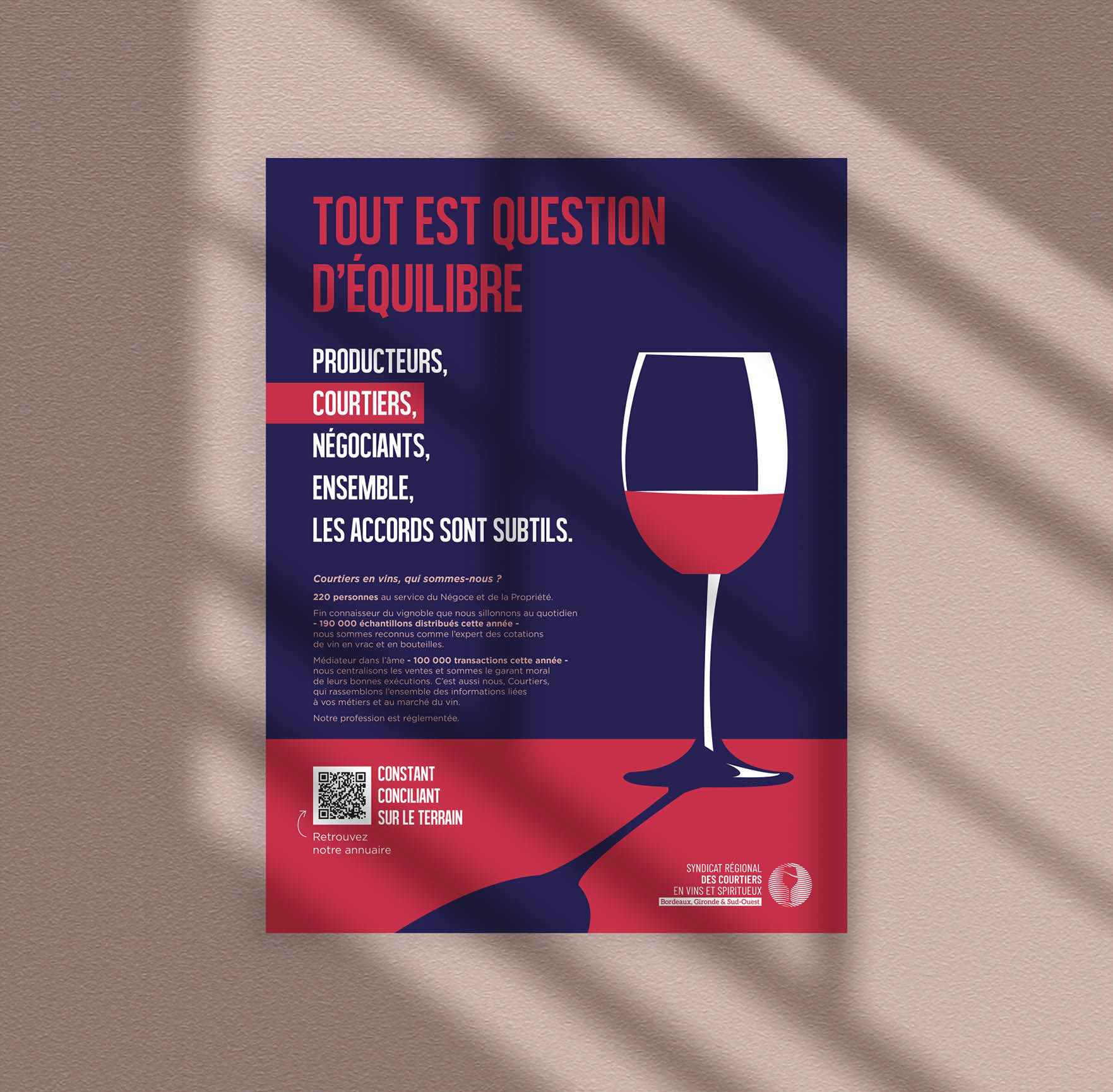 Syndicats des Courtiers en vins de Bordeaux - Affiche de la campagne Équilibre
