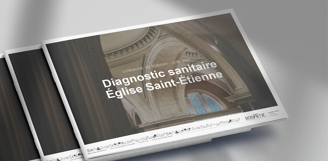 Diagnostique avec le logo et la frise de Rosame Patrimoine & Architecture