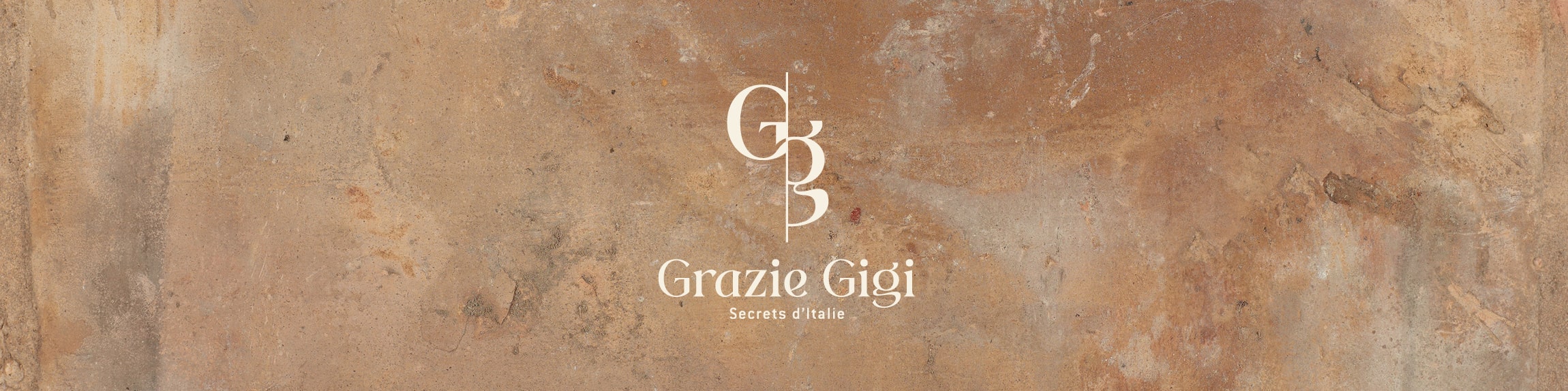 Grazie Gigi logo header sur matiere brute