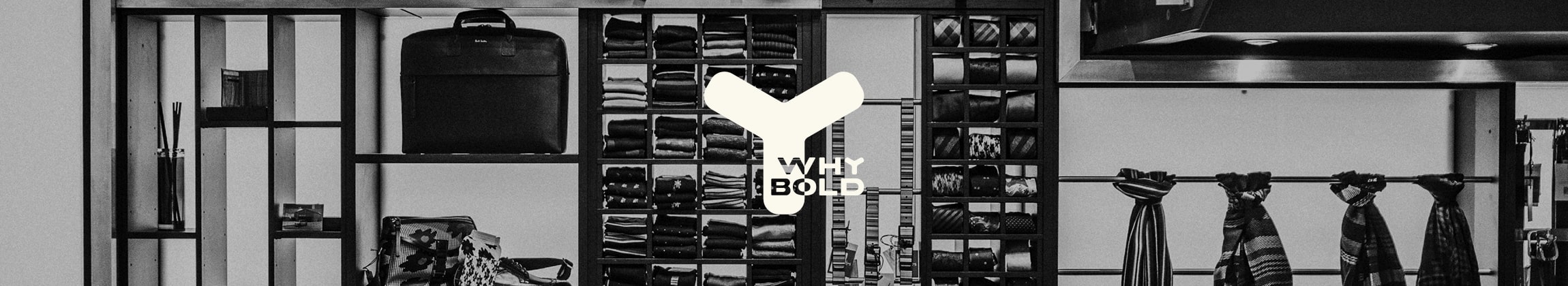 Logo Why Bold sur fond boutique