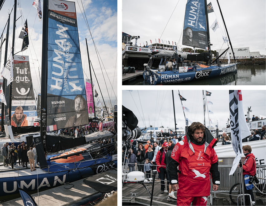 départ vendée globe humant team voile et Antoine Cornic